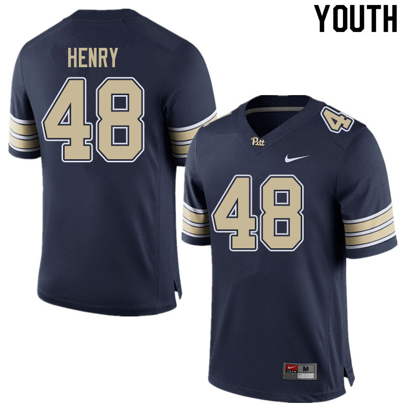 Youth #48 Jackson Henry Pitt Panthers College Football Jerseys Sale-Home Navy